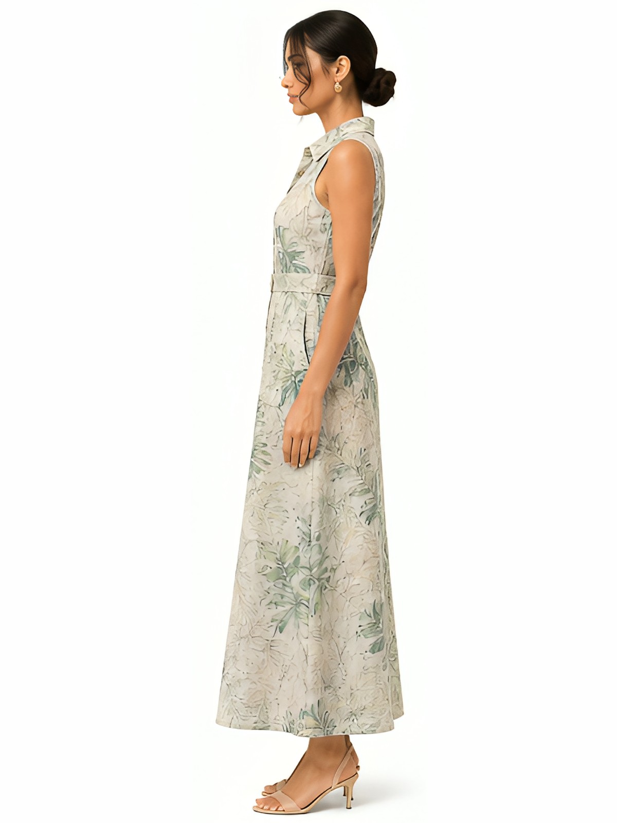 Button-Front Linen Dress