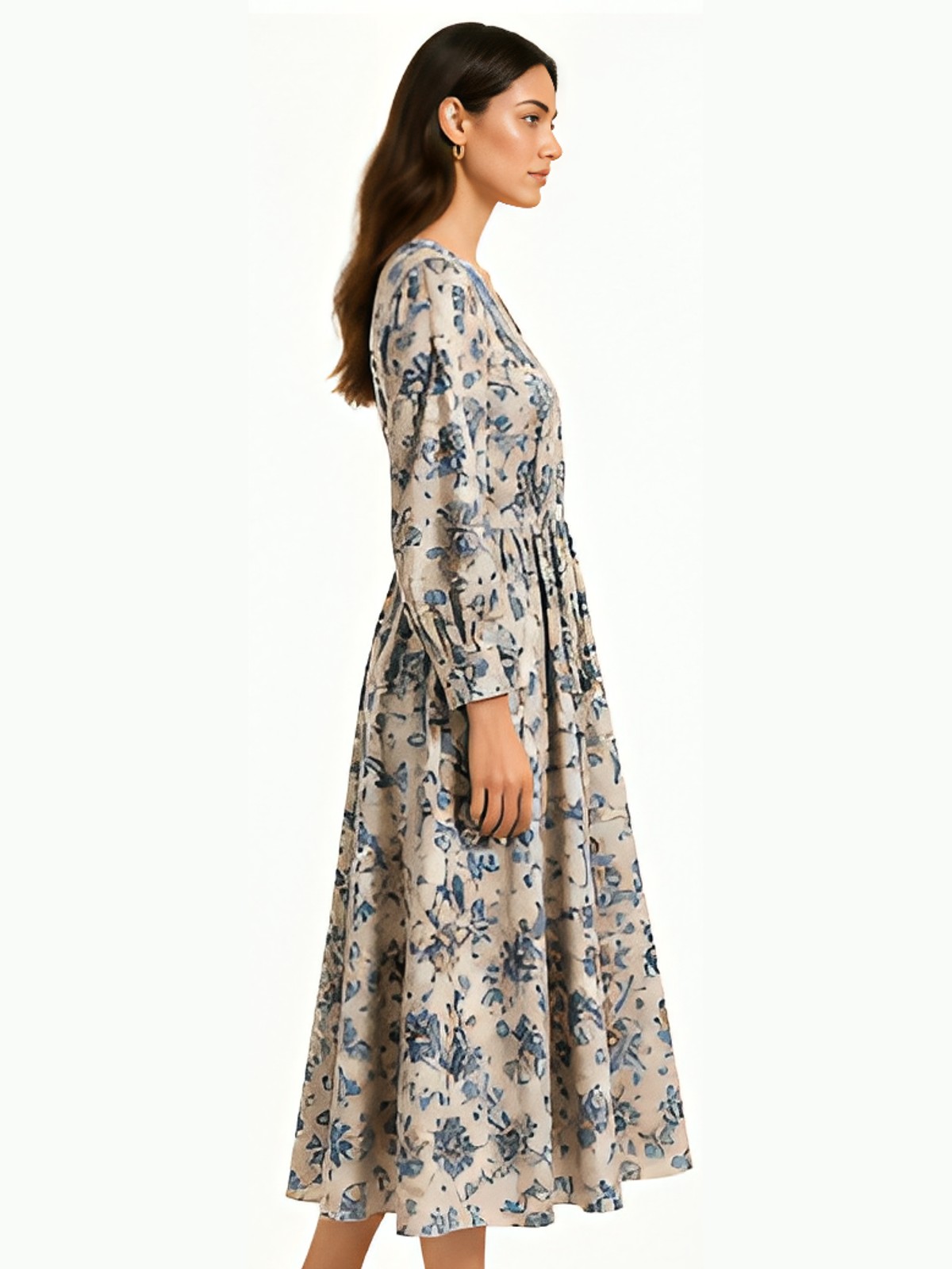 Long-Sleeve Linen Dress
